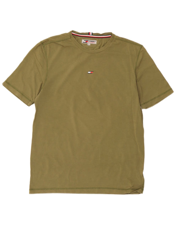 Tommy Hilfiger Camiseta masculina grande de algodão cáqui
