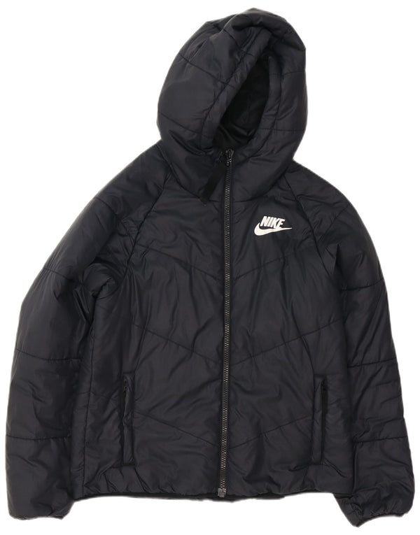 Jaqueta Nike Feminina com Capuz Oversized Acolchoada UK 10 Pequena Poliéster Preta