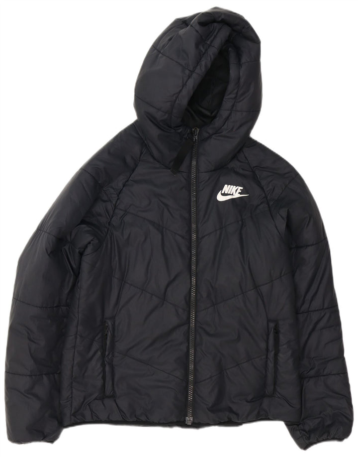 Jaqueta Nike Feminina com Capuz Oversized Acolchoada UK 10 Pequena Poliéster Preta