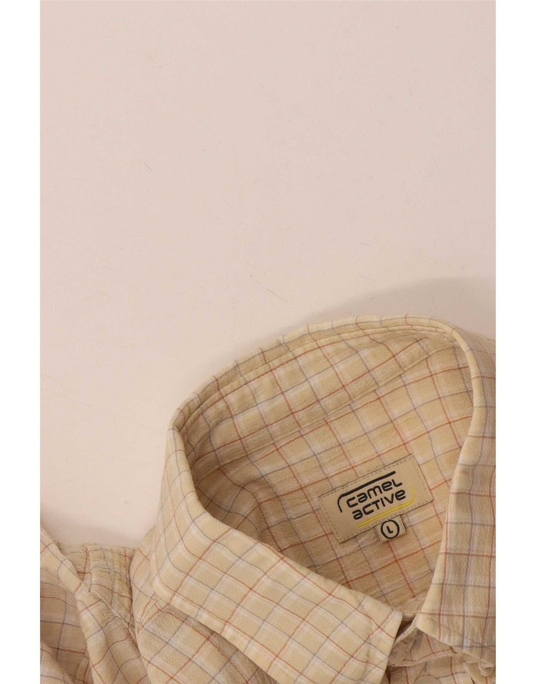 Camel Active Camisa masculina de manga curta grande xadrez bege