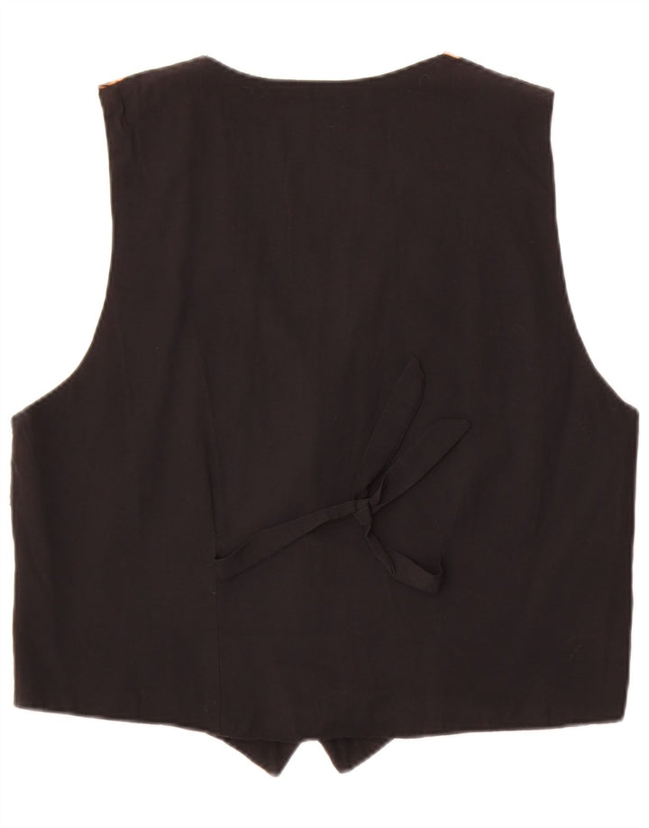 Colete feminino vintage UK 18 XL preto floral