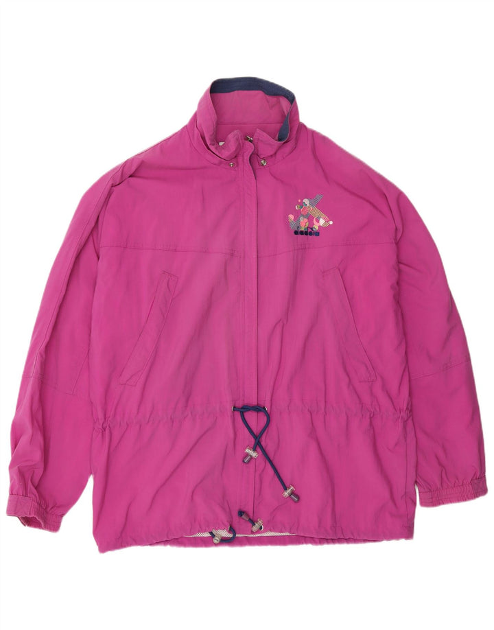 Diadora Womens Oversized Tracksuit Top Jacket UK 14 Médio Roxo Poliamida