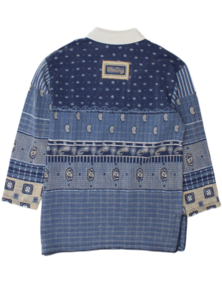 Moletom masculino com gola polo e patchwork azul médio