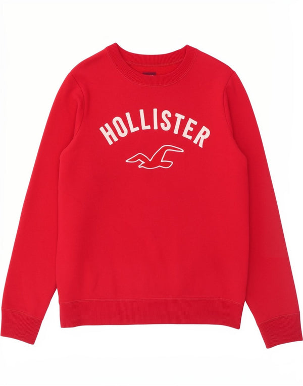 Hollister moletom feminino gráfico jumper UK 8 pequeno algodão vermelho