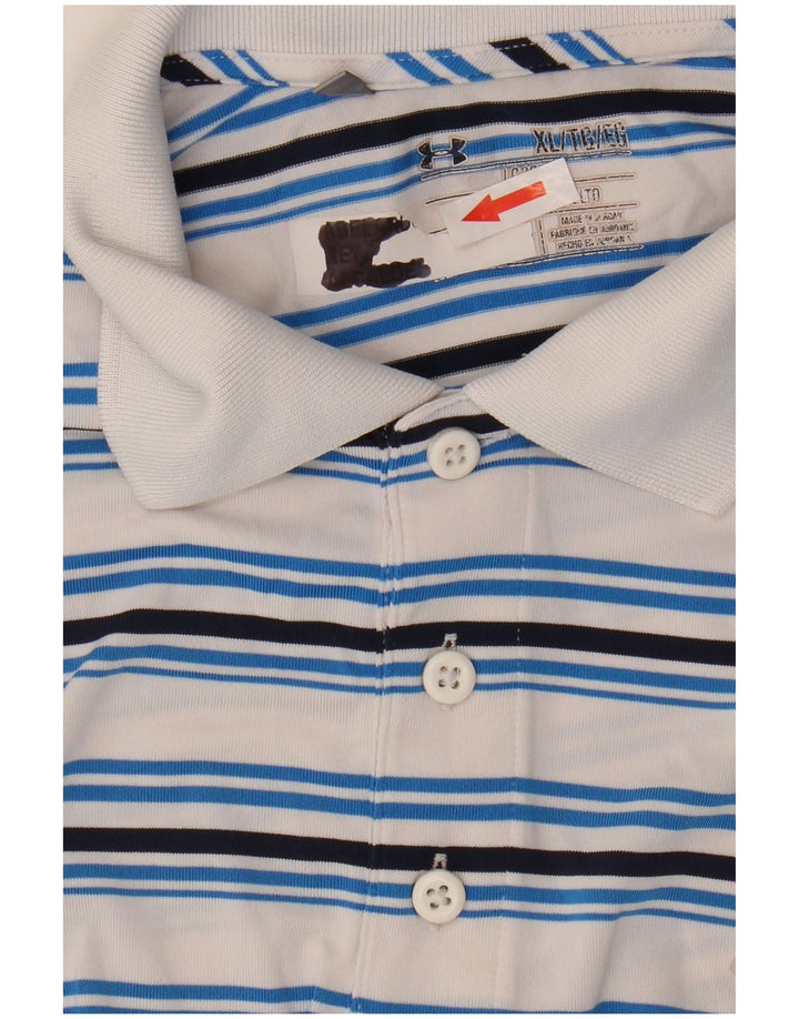 Camisa polo masculina Under Armour XL poliéster listrado branco