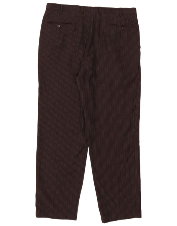 Calça masculina Pierre Cardin de terno reto IT 54 2XL W36 L31 listrado marrom