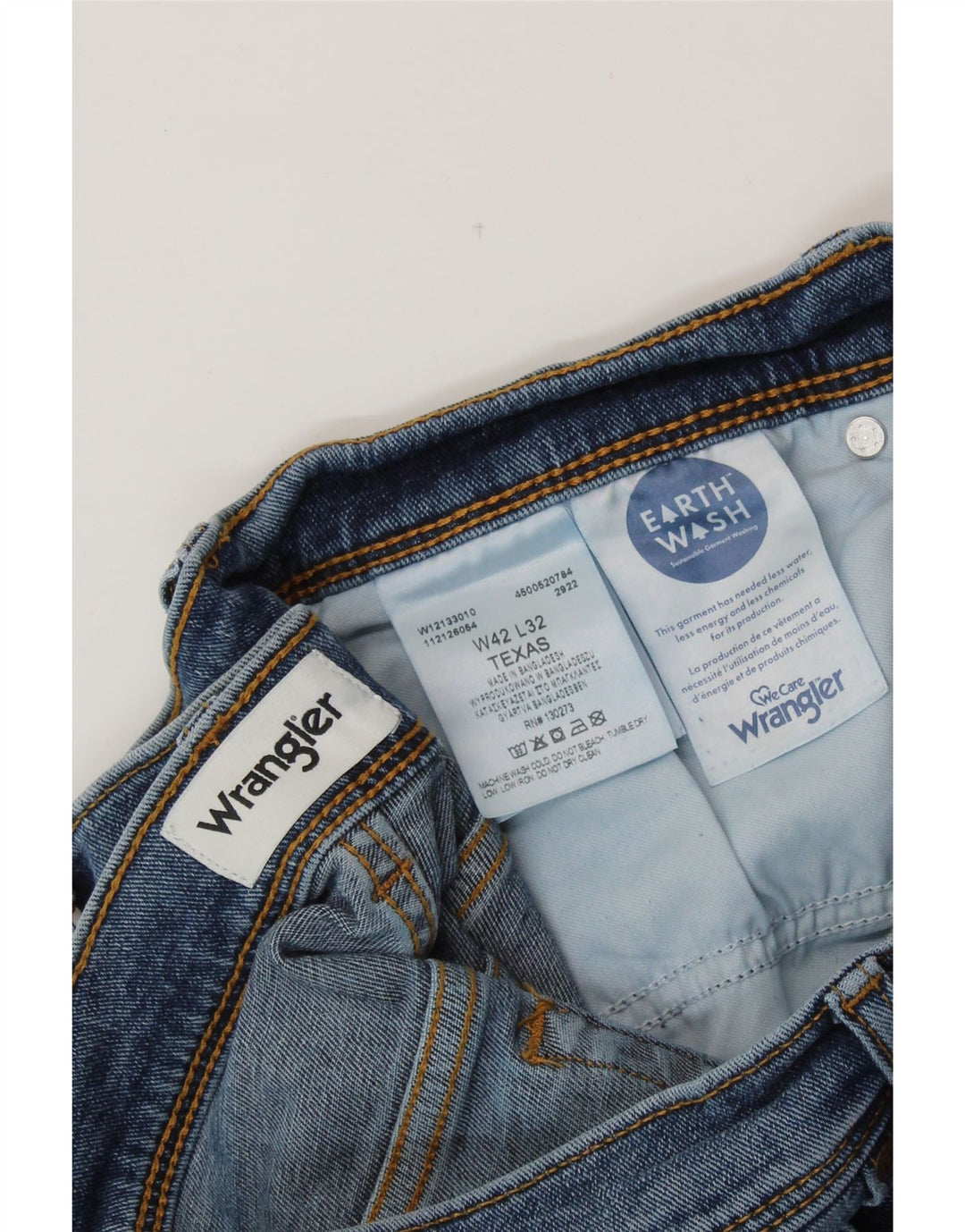 WRANGLER Masculino Texas Straight Jeans W42 L32 Azul Algodão