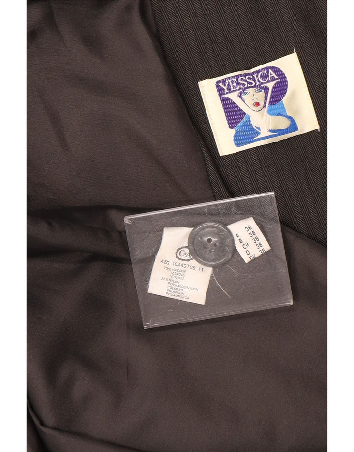 YESSICA Womens 2 Button Blazer Jacket EU 36 Small Grey Herringbone Viscose