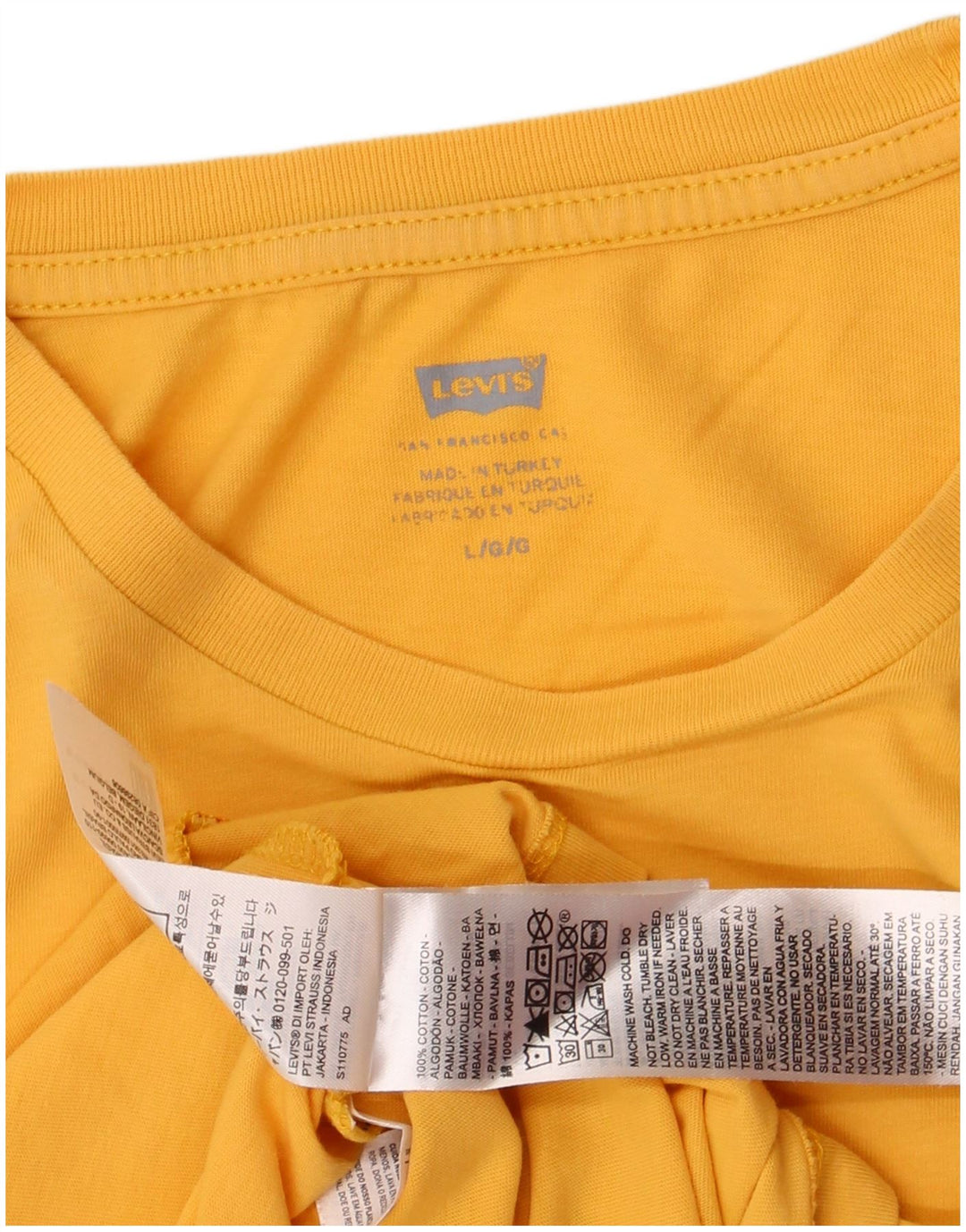 Camiseta gráfica masculina Levi's Top grande de algodão amarelo