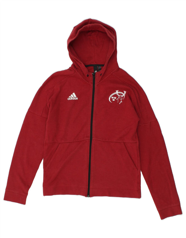 ADIDAS Mens Graphic Zip Hoodie Sweater Medium Red Cotton Vintage Adidas and Second-Hand Adidas from Messina Hembry 