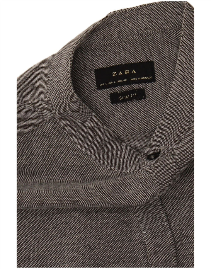 Camisa masculina ZARA Slim Fit grande cinza