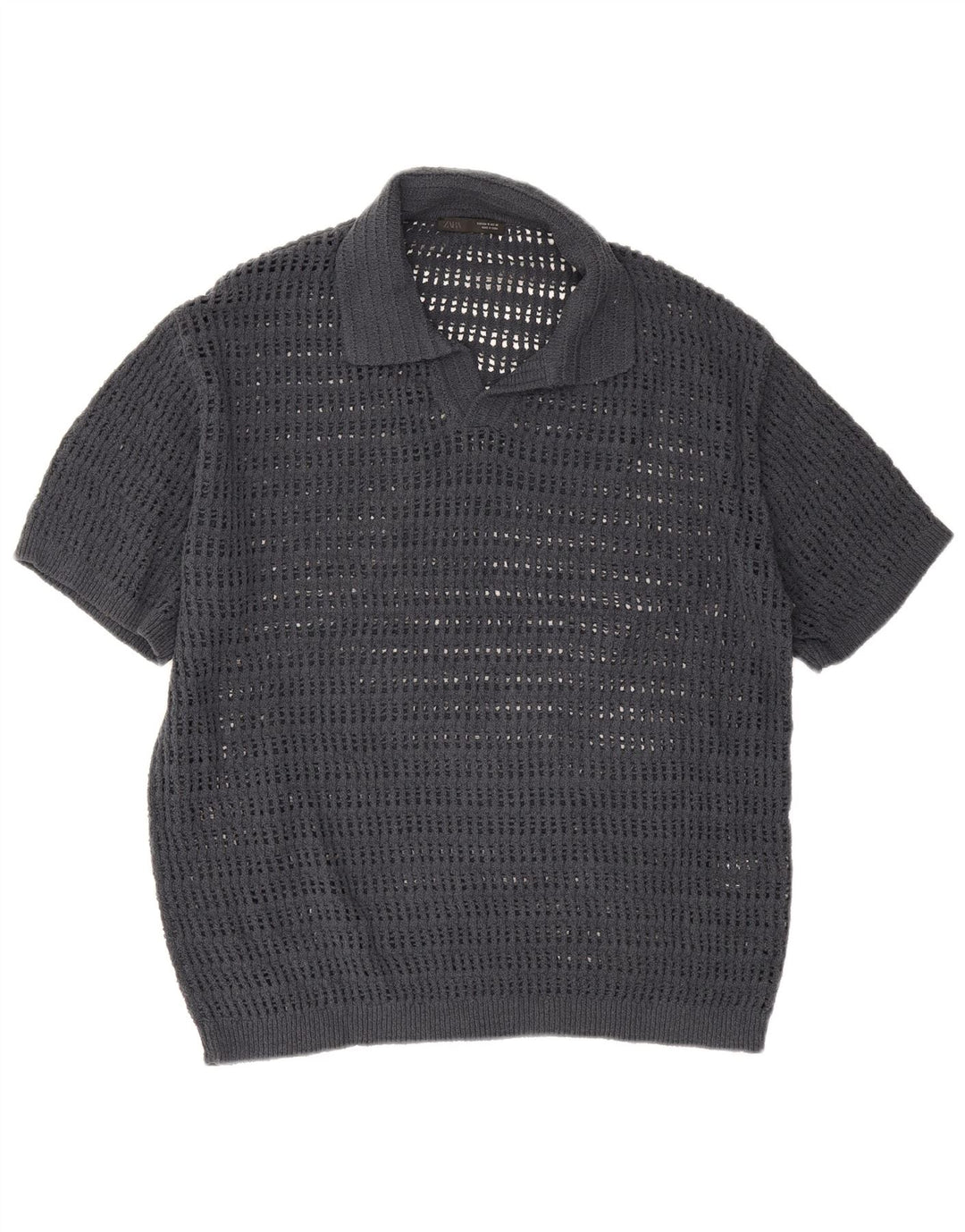 Camisa polo masculina Zara algodão cinza médio