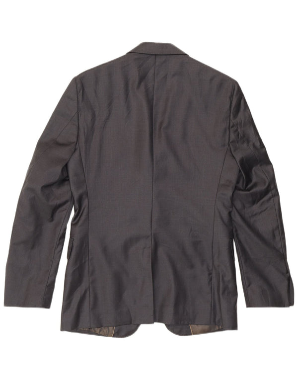 Jaqueta blazer masculina Zara com 2 botões Classic Fit UE 46 pequena lã cinza