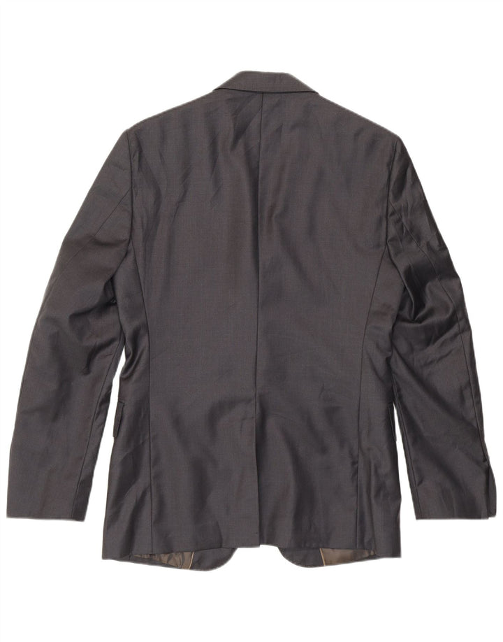 Jaqueta blazer masculina Zara com 2 botões Classic Fit UE 46 pequena lã cinza