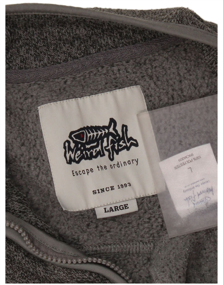 Moletom com capuz masculino Weird Fish com zíper grande poliéster manchado cinza