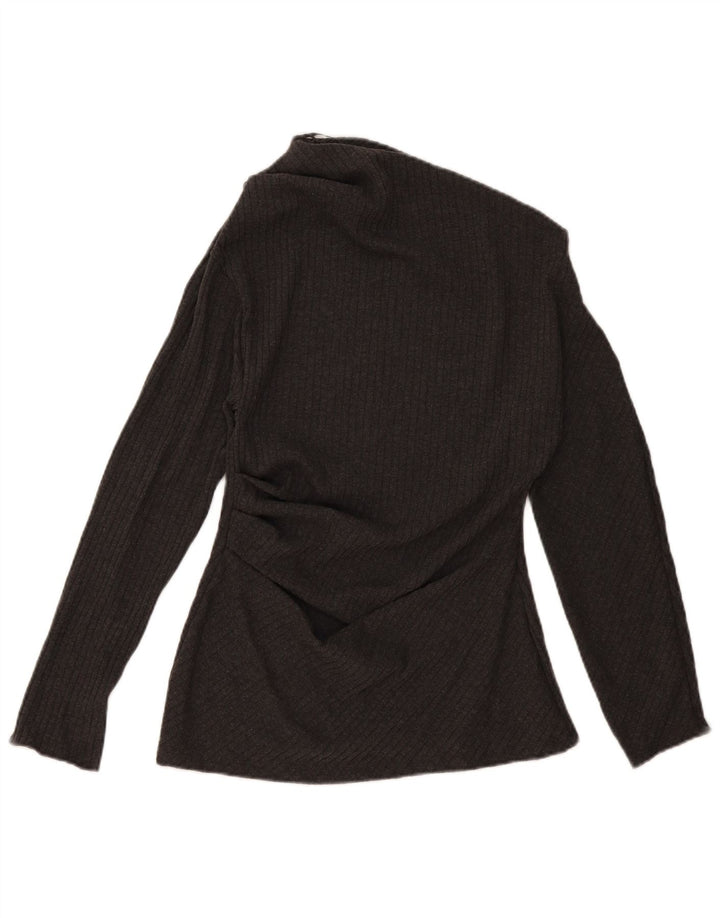 Top feminino Zara com um ombro UK 14 grande poliéster cinza