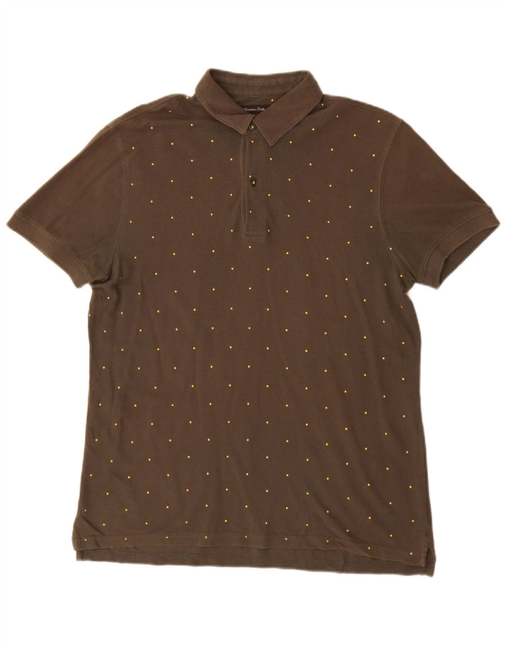 Camisa polo masculina Massimo Dutti grande cáqui manchado