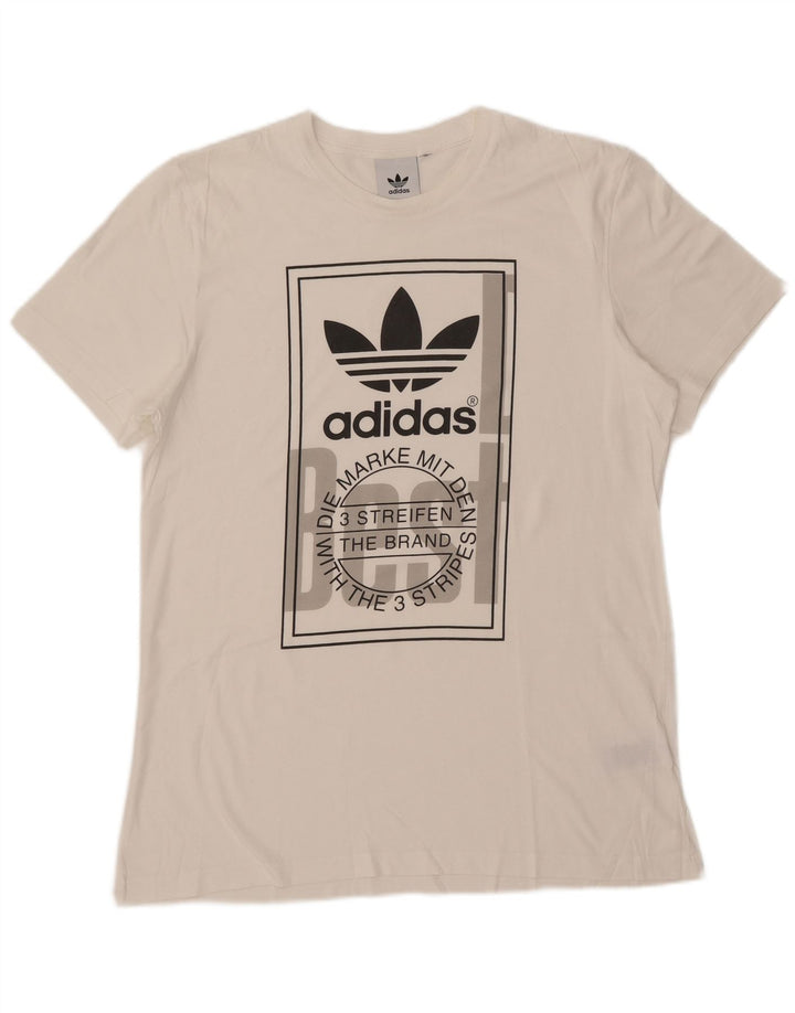 Adidas Mens Graphic T-Shirt Top Grande Algodão Branco