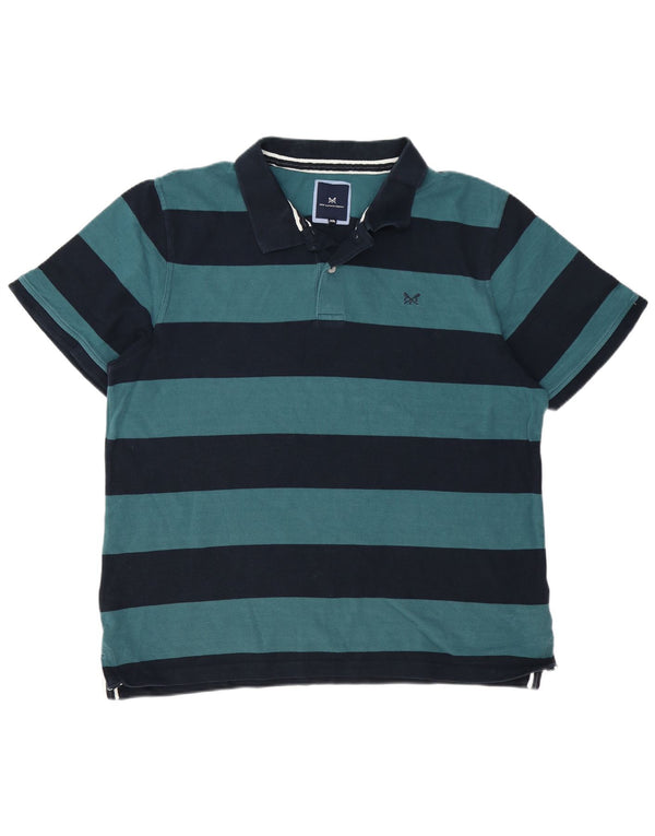 Camisa polo masculina 3XL de algodão listrado azul da Crew Clothing