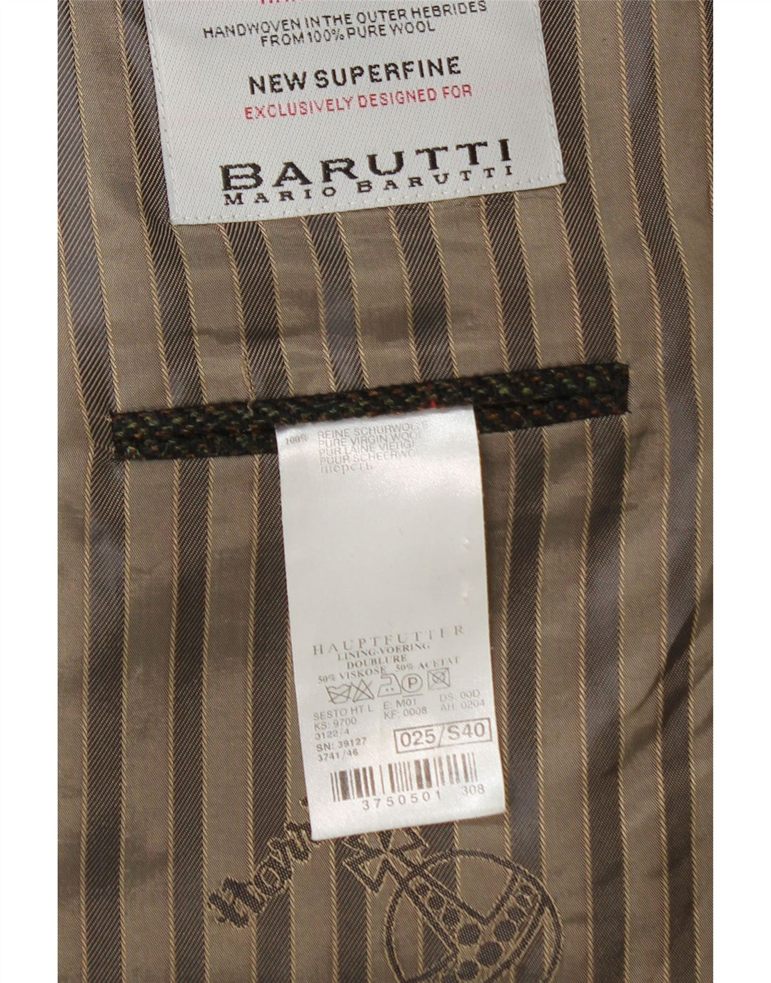 Jaqueta blazer masculina Mario Barutti com 3 botões Reino Unido 46 3XL cáqui xadrez lã virgem