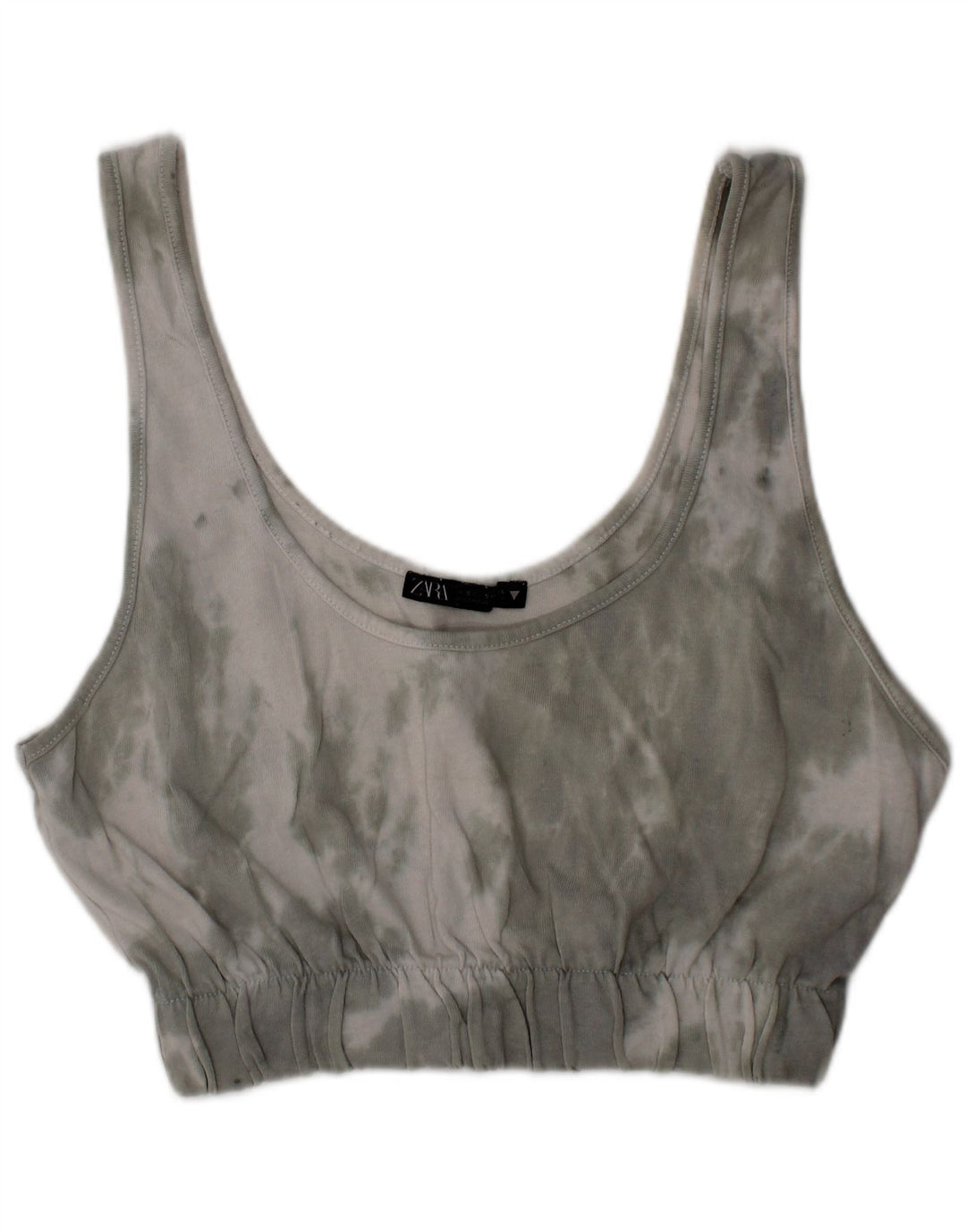 Zara Bralette feminino crop top pequeno cinza tie-dye algodão
