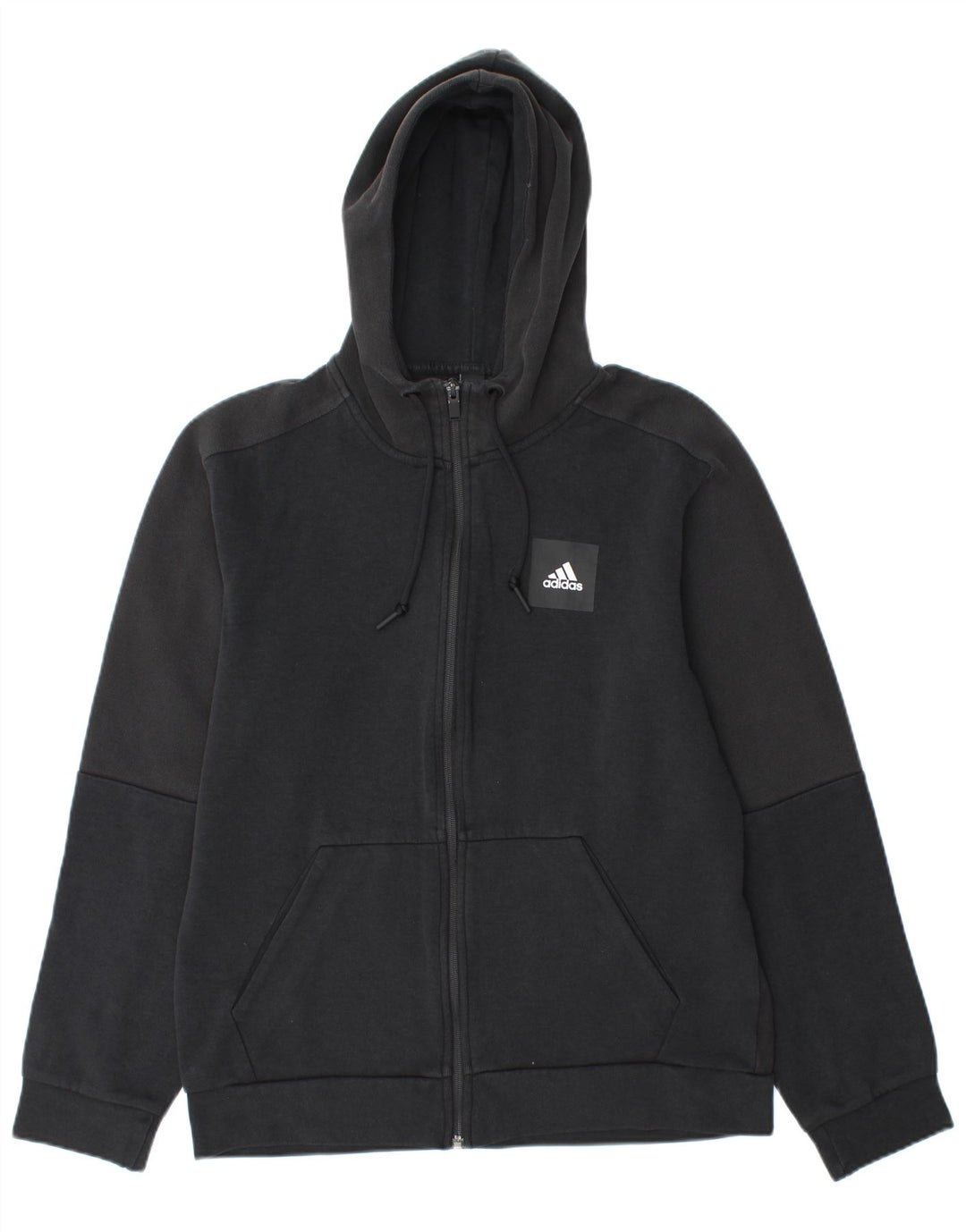 Adidas masculino zip moletom com capuz médio algodão preto
