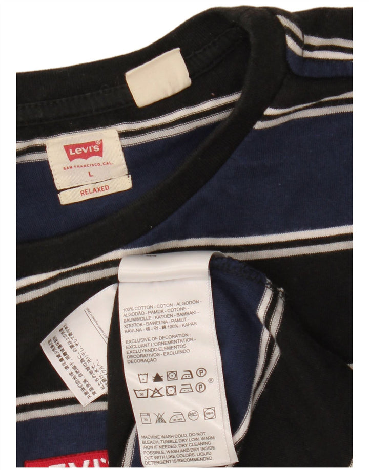 Camiseta masculina Levi's grande algodão listrado azul marinho