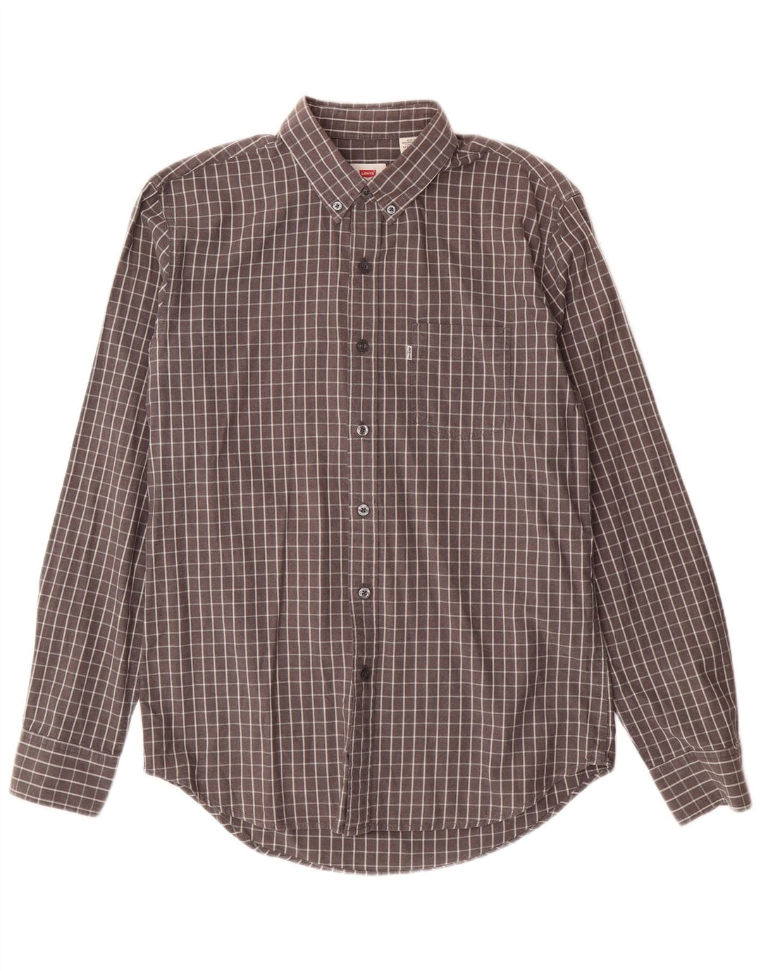 Camisa masculina Levi's cinza médio xadrez algodão