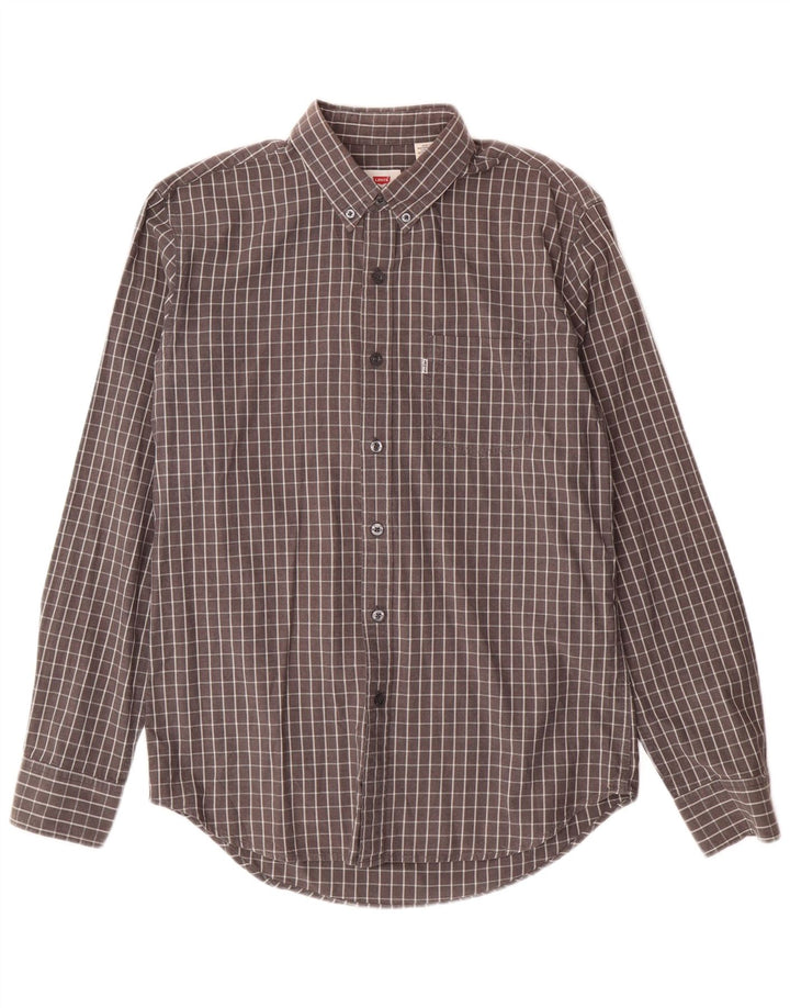 Camisa masculina Levi's cinza médio xadrez algodão
