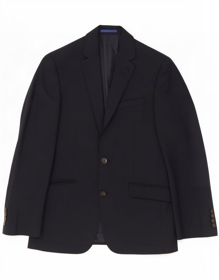 Jaqueta blazer masculina de 2 botões Marks & Spencer Reino Unido 36 poliéster preto pequeno