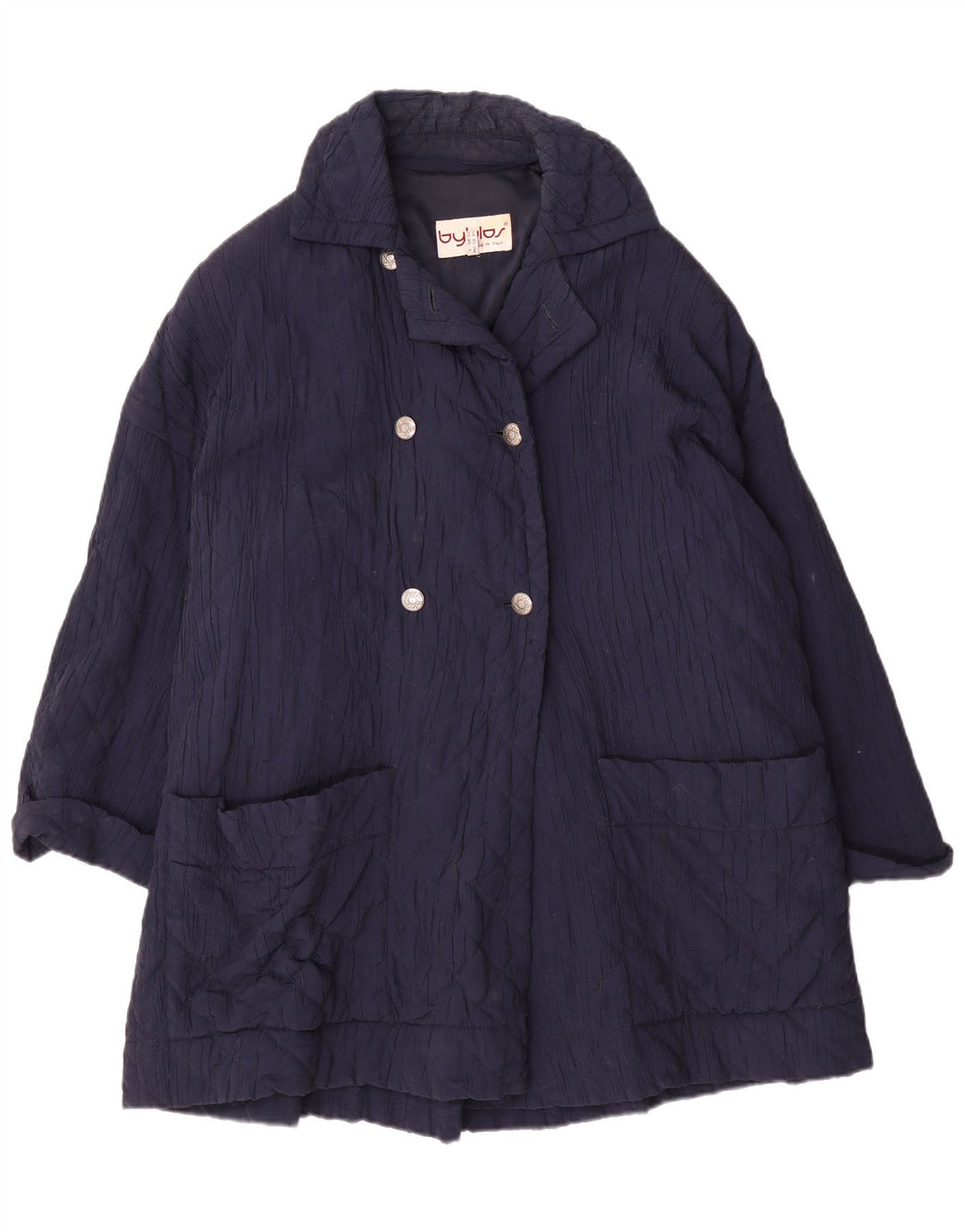 Sobretudo feminino acolchoado com peito duplo Byblos UK 20 2XL azul marinho viscose