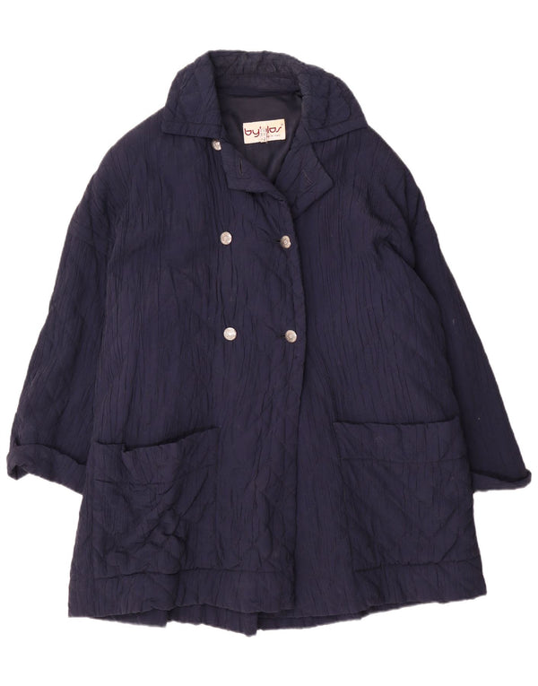 Sobretudo feminino acolchoado com peito duplo Byblos UK 20 2XL azul marinho viscose