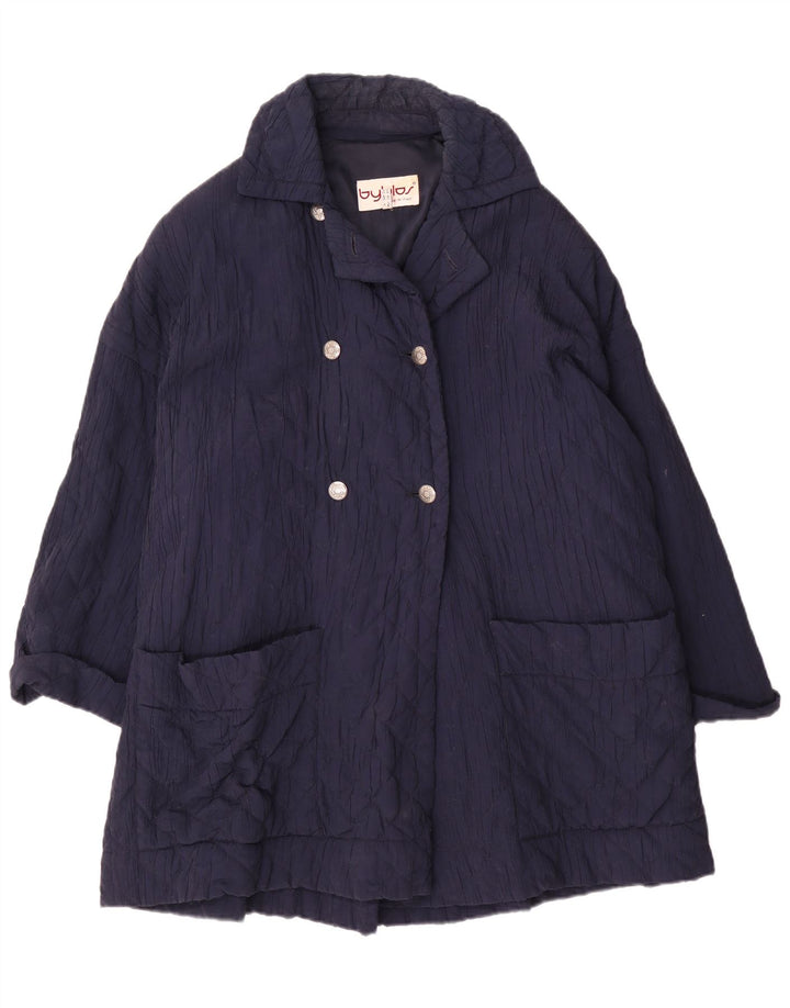 Sobretudo feminino acolchoado com peito duplo Byblos UK 20 2XL azul marinho viscose