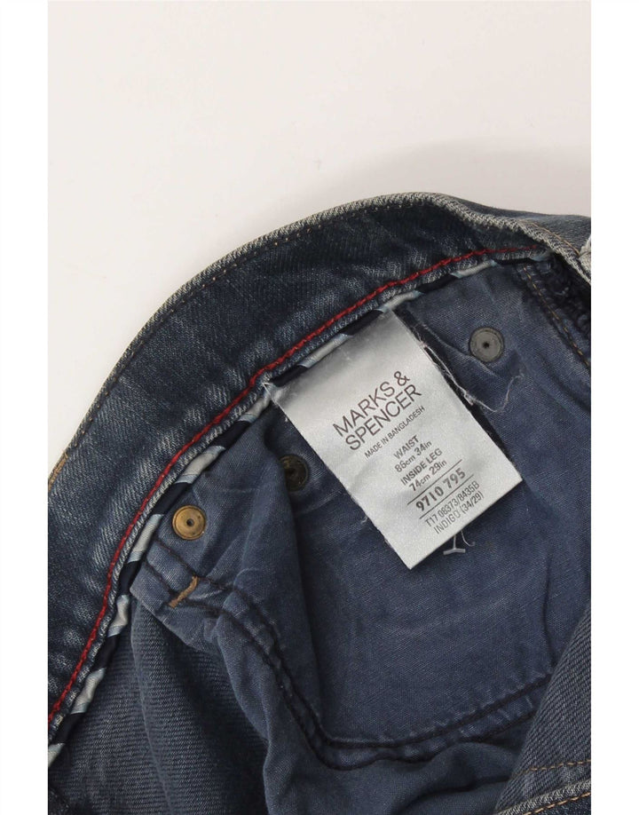 Jeans retos femininos Marks & Spencer W34 L25 algodão azul