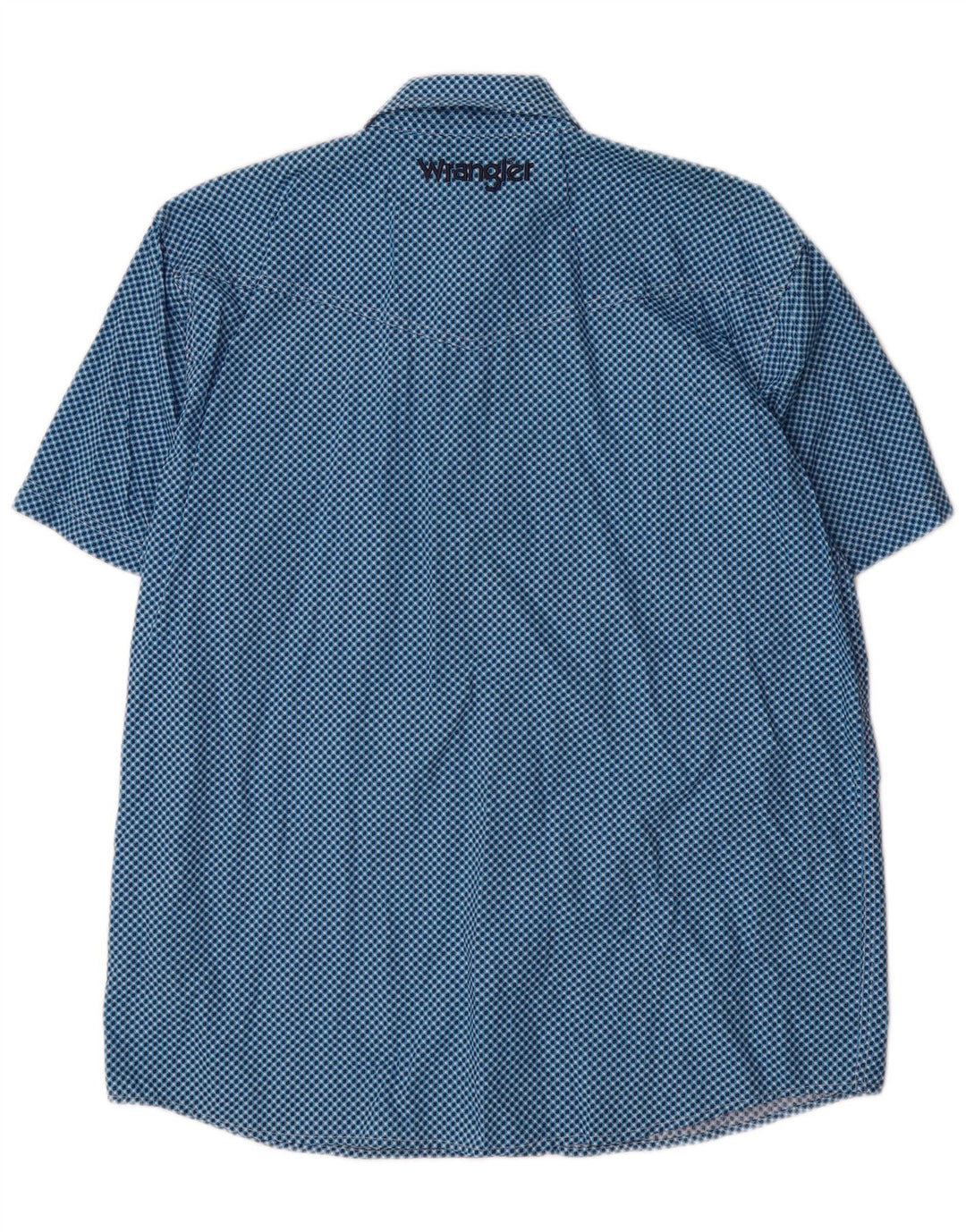 Wrangler Camisa masculina de manga curta grande algodão geométrico azul