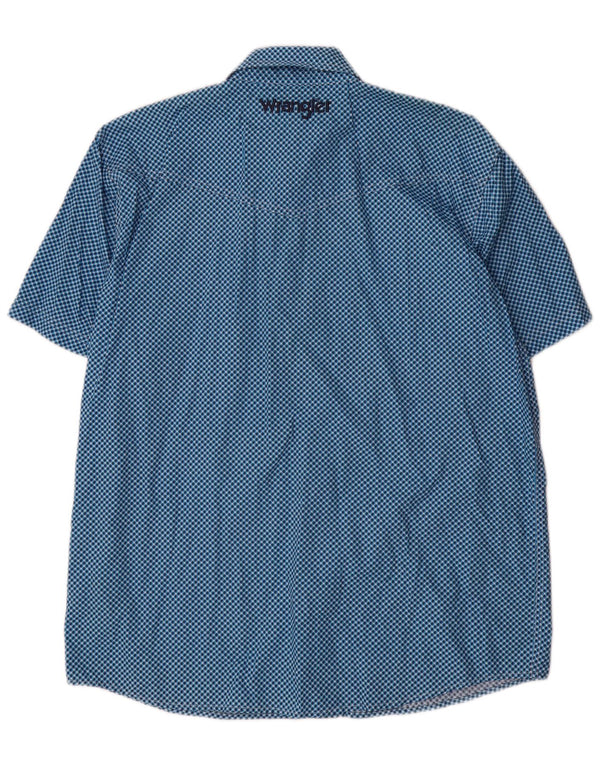 Wrangler Camisa masculina de manga curta grande algodão geométrico azul