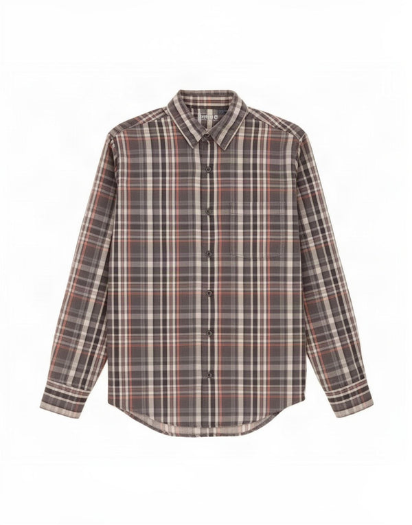Camisa de flanela masculina Timberland média 15-16 anos algodão xadrez cinza