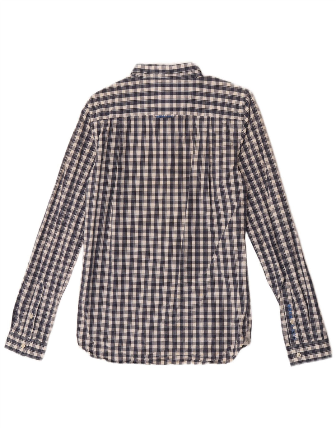 Camisa masculina Superdry pequena xadrez azul marinho algodão