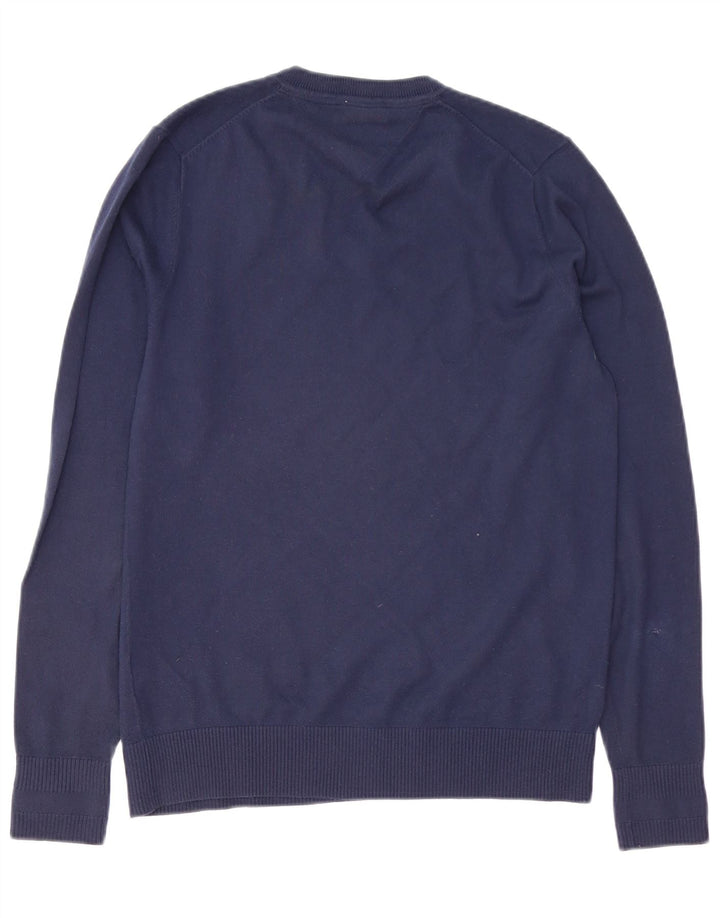 TOMMY HILFIGER Suéter masculino com decote em V médio algodão azul marinho