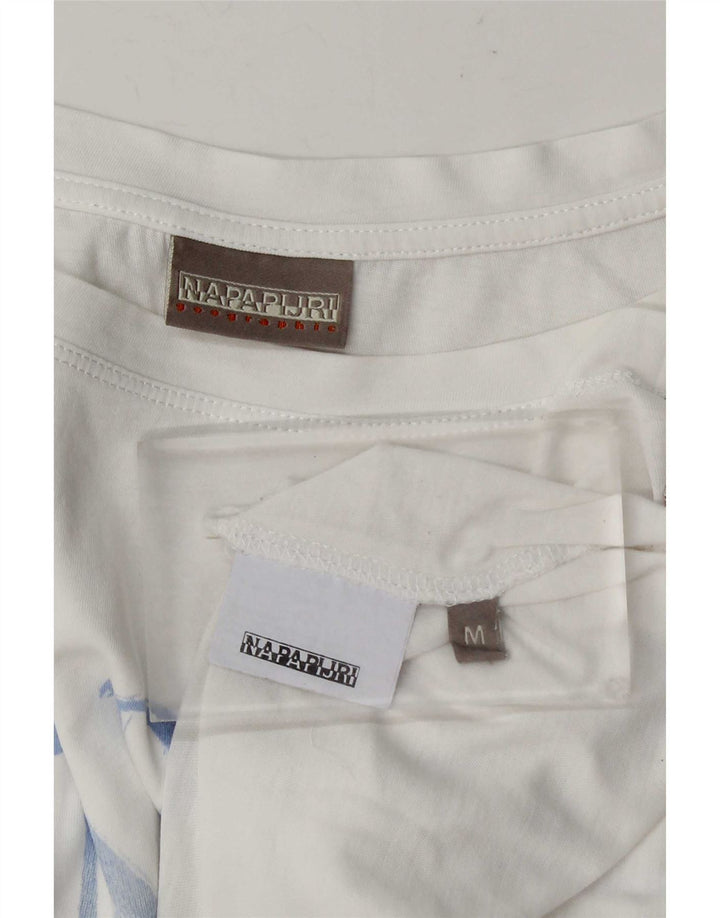 Camiseta gráfica feminina Napapijri UK 14 médio branco
