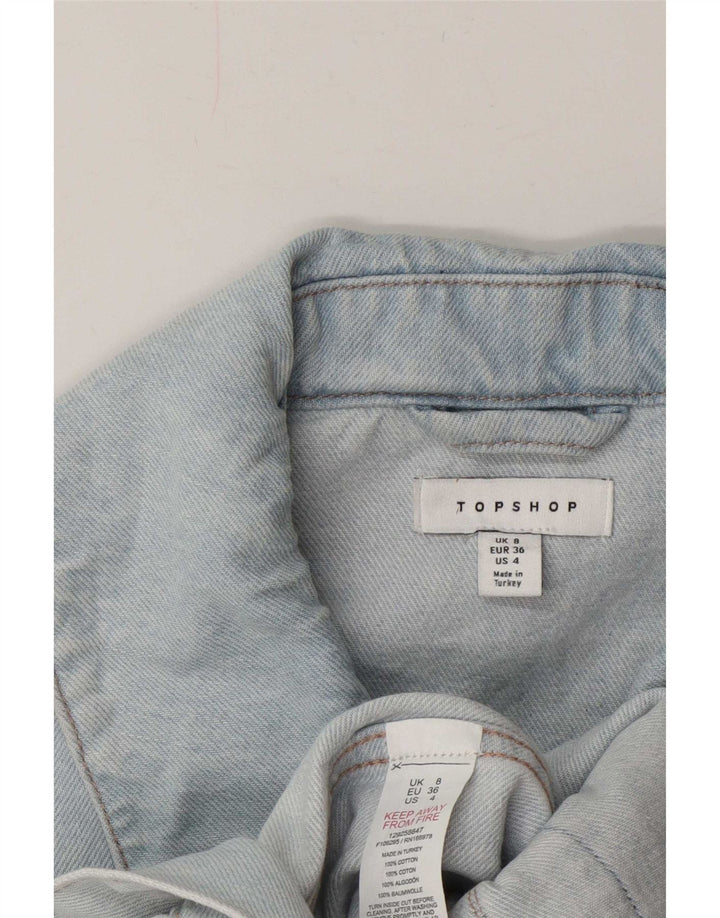 Jaqueta jeans feminina superdimensionada Topshop Reino Unido 8 algodão azul pequeno