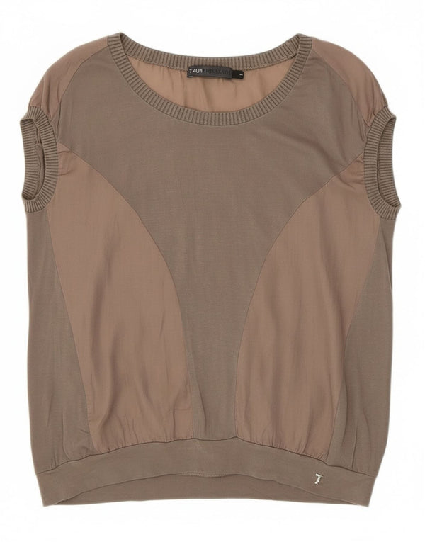 Camiseta feminina Trussardi Jeans UK 10 Small Grey Colourblock