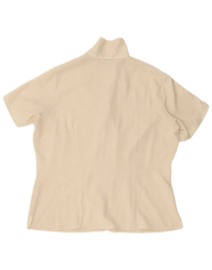 Blusa feminina de manga curta Marks & Spencer Reino Unido 16 grande bege