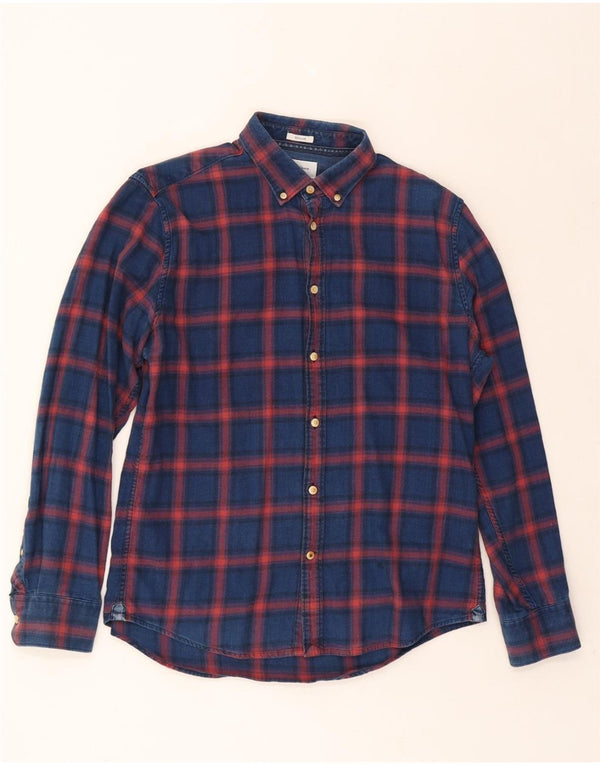 Camisa masculina PEPE JEANS grande algodão xadrez azul