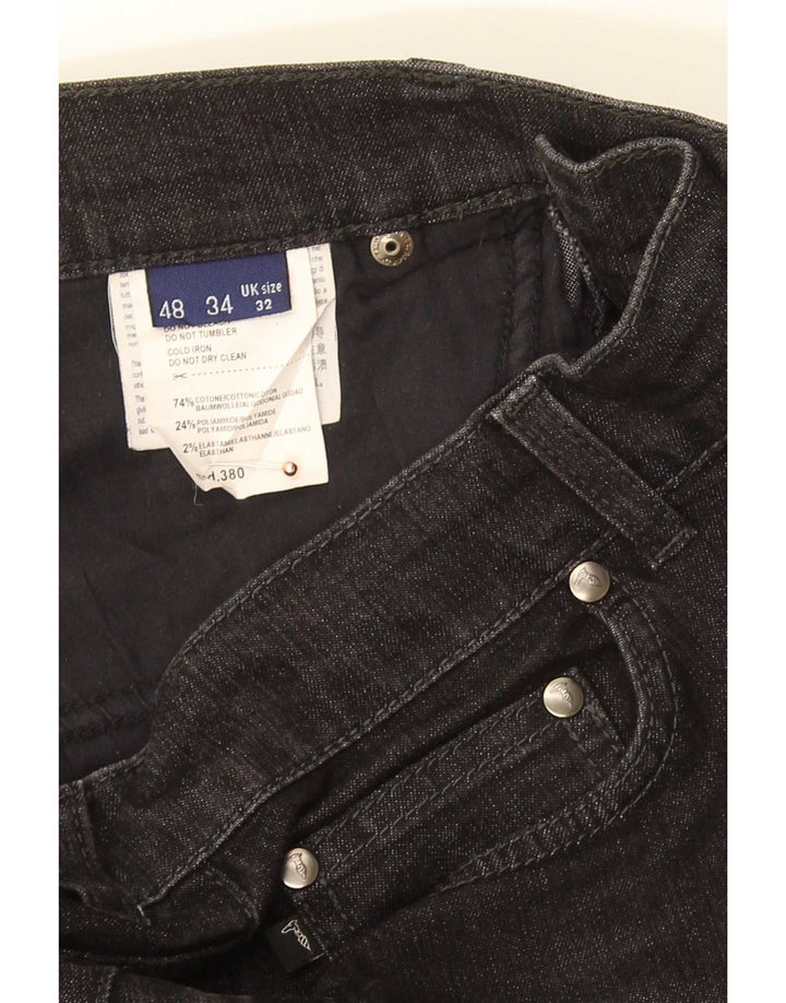 Trussardi Calça jeans reta masculina W32 L32 algodão preto