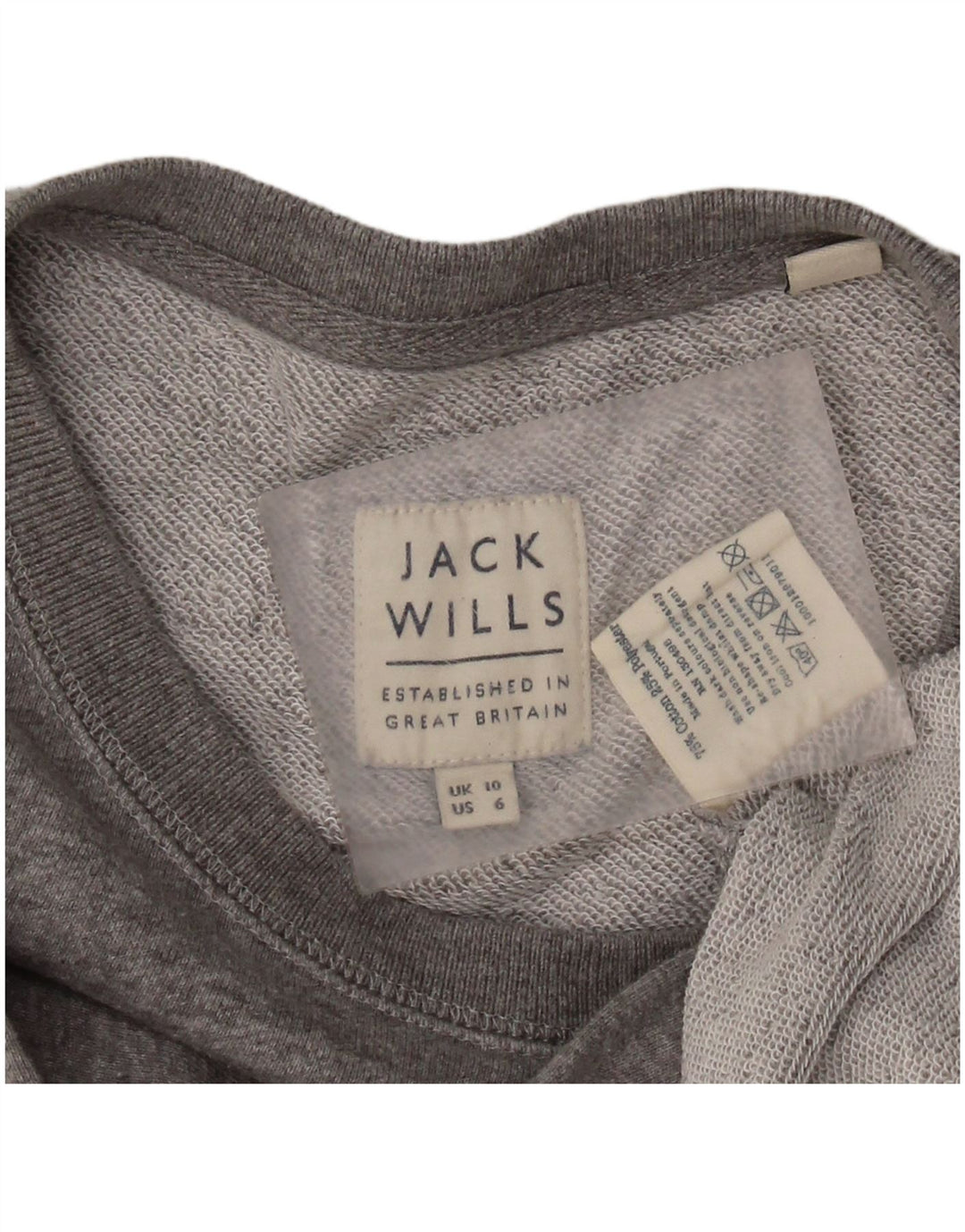 Suéter gráfico feminino JACK WILLS Reino Unido 10 algodão cinza pequeno