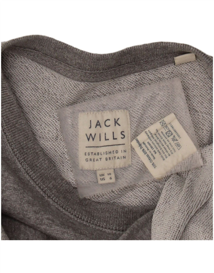 Suéter gráfico feminino JACK WILLS Reino Unido 10 algodão cinza pequeno
