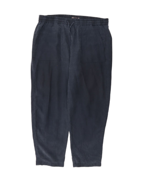 Calça chino feminina Marks & Spencer de cintura alta Reino Unido 18 XL W38 L26 azul marinho