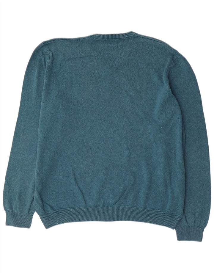 Suéter masculino Marks & Spencer com decote em V 2XL algodão azul