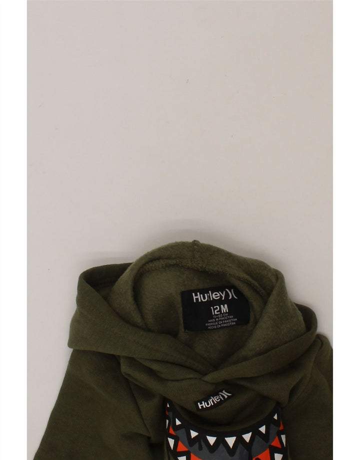 HURLEY Baby Boys Graphic Hoodie Jumper 9-12 Months Green Cotton Vintage Hurley and Second-Hand Hurley from Messina Hembry 